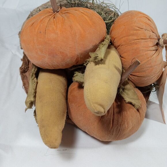 Cornucopia Horn Of Plenty Basket Thanksgiving Handmade Fabric Table Wall Mount - Picture 15 of 16
